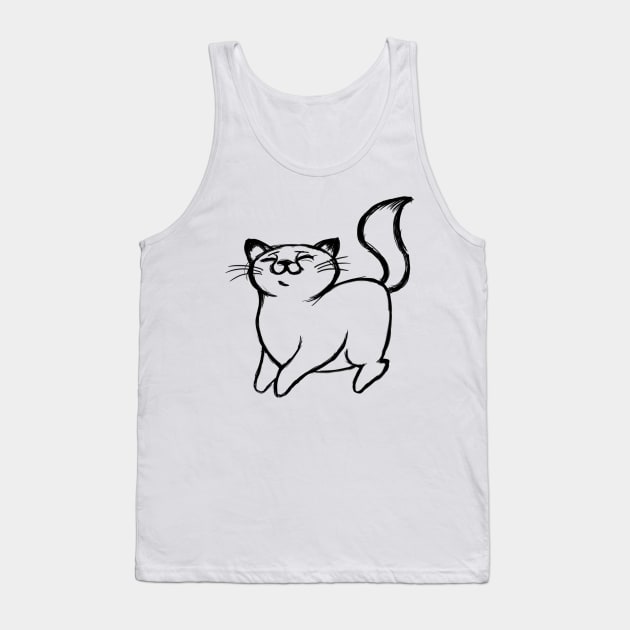 Happy Cat Original Pencil Sketch Art Tank Top by ckandrus